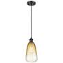 1_Ballston Brookhaven Almond 6"W Black Cord Mini Pendant w/ Amber Shade