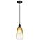 Ballston Brookhaven Almond 6"W Black Cord Mini Pendant w/ Amber Shade