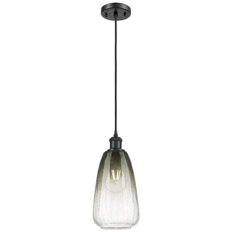 Image 1 Ballston Brookhaven Almond 6"W Black Cord Mini Pendant w/ Slate Shade