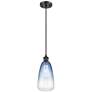 1_Ballston Brookhaven Almond 6"W Black Cord Pendant w/ Sapphire Shade