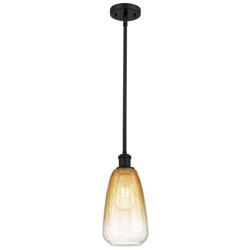 Ballston Brookhaven Almond 6"W Black Stem Mini Pendant w/ Amber Shade