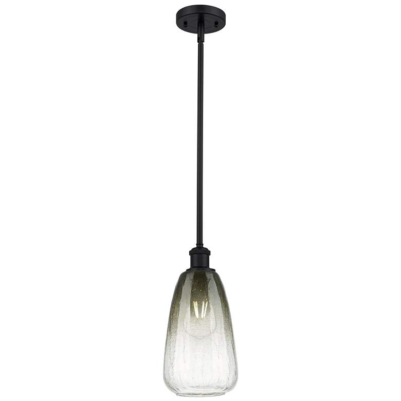 Image 1 Ballston Brookhaven Almond 6"W Black Stem Mini Pendant w/ Slate Shade