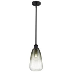 Ballston Brookhaven Almond 6"W Black Stem Mini Pendant w/ Slate Shade