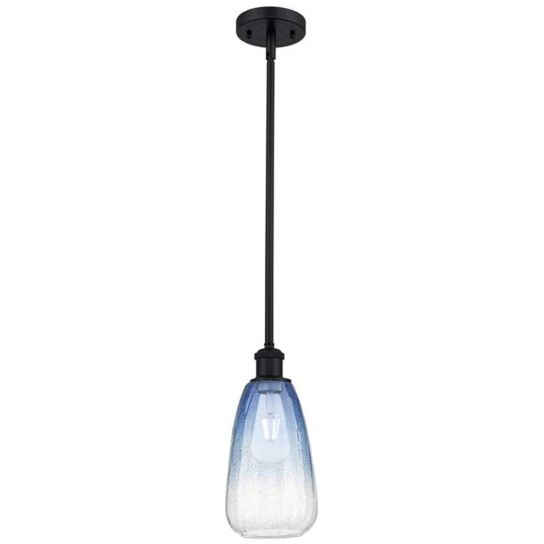 Image 1 Ballston Brookhaven Almond 6"W Black Stem Pendant w/ Sapphire Shade