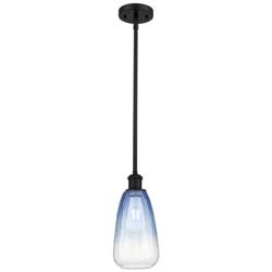 Ballston Brookhaven Almond 6"W Black Stem Pendant w/ Sapphire Shade