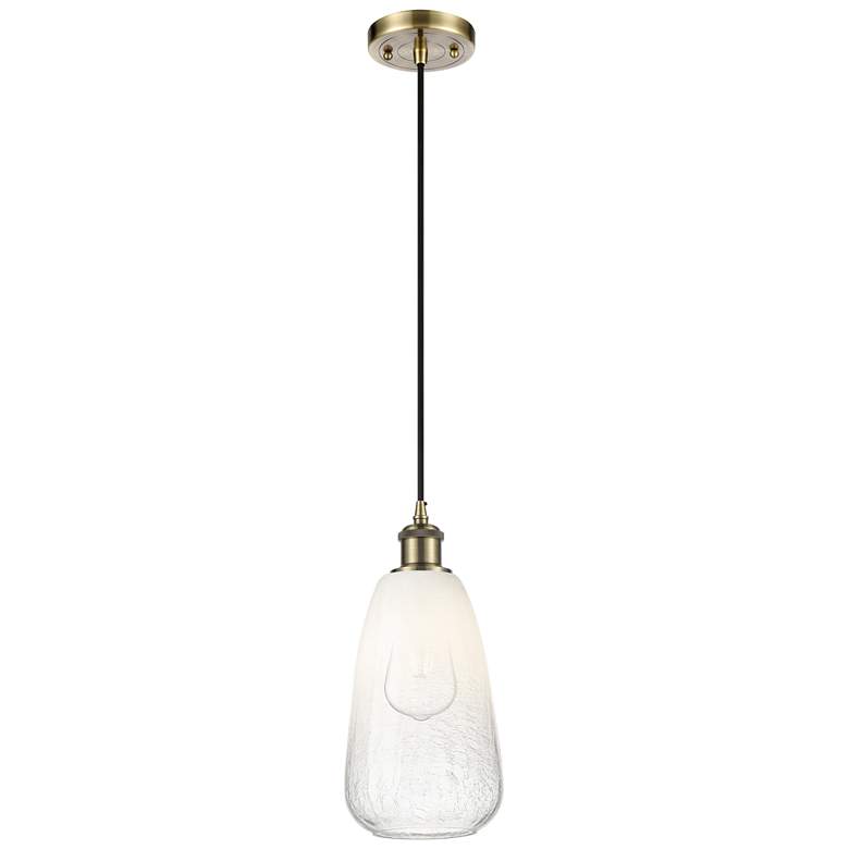 Image 1 Ballston Brookhaven Almond 6"W Brass Cord Mini Pendant w/ Opal Shade