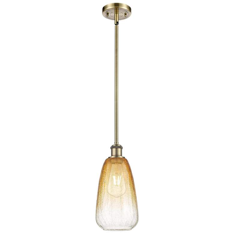 Image 1 Ballston Brookhaven Almond 6"W Brass Stem Mini Pendant w/ Amber Shade