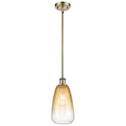 Ballston Brookhaven Almond 6"W Brass Stem Mini Pendant w/ Amber Shade