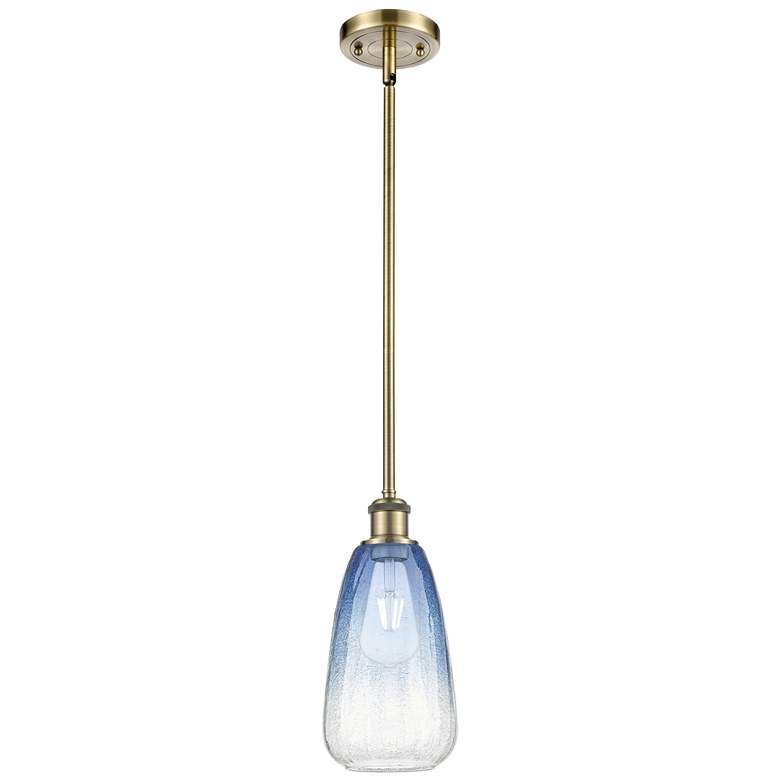 Image 1 Ballston Brookhaven Almond 6"W Brass Stem Pendant w/ Sapphire Shade