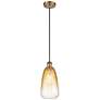 1_Ballston Brookhaven Almond 6"W Brushed Brass Cord Pendant w/ Amber Shade