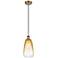 Ballston Brookhaven Almond 6"W Brushed Brass Cord Pendant w/ Amber Shade