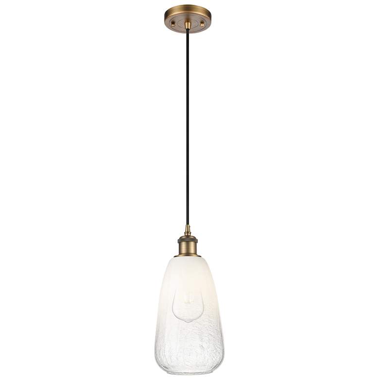 Image 1 Ballston Brookhaven Almond 6"W Brushed Brass Cord Pendant w/ Opal Shade