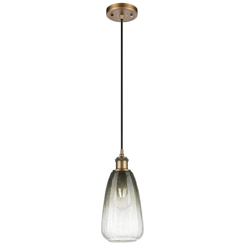 Image 1 Ballston Brookhaven Almond 6"W Brushed Brass Cord Pendant w/ Slate Shade