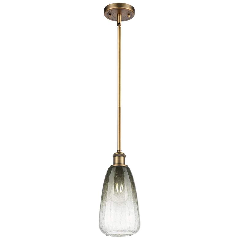 Image 1 Ballston Brookhaven Almond 6"W Brushed Brass Stem Pendant w/ Slate Shade