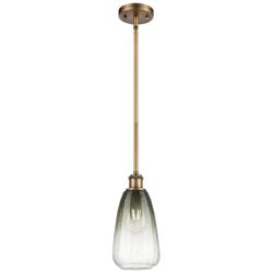 Ballston Brookhaven Almond 6"W Brushed Brass Stem Pendant w/ Slate Shade