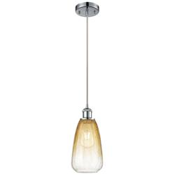 Ballston Brookhaven Almond 6"W Chrome Cord Mini Pendant w/ Amber Shade