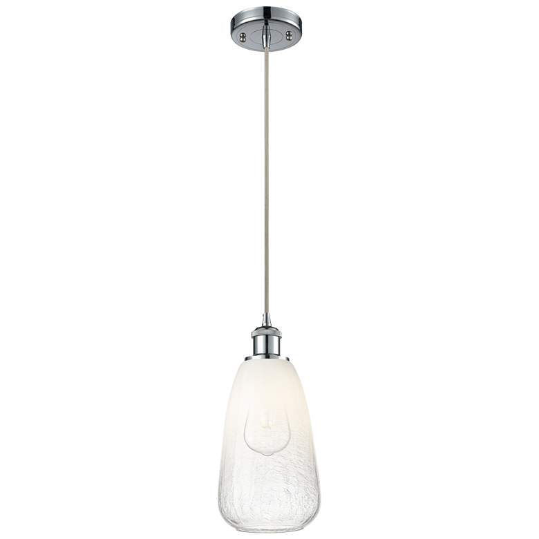 Image 1 Ballston Brookhaven Almond 6"W Chrome Cord Mini Pendant w/ Opal Shade