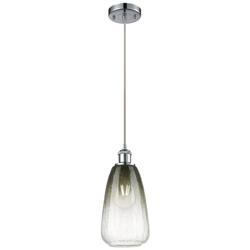 Ballston Brookhaven Almond 6"W Chrome Cord Mini Pendant w/ Slate Shade