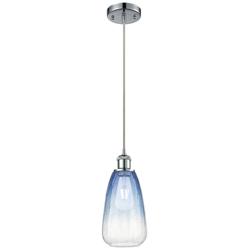 Ballston Brookhaven Almond 6"W Chrome Cord Pendant w/ Sapphire Shade