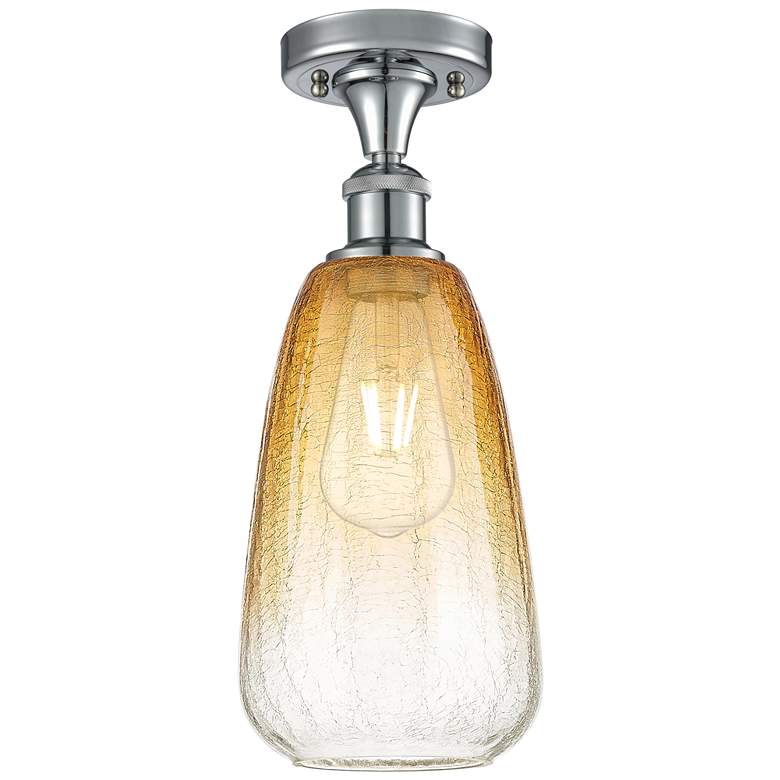 Image 1 Ballston Brookhaven Almond 6"W Chrome Semi.Flush Mount w/ Amber Shade