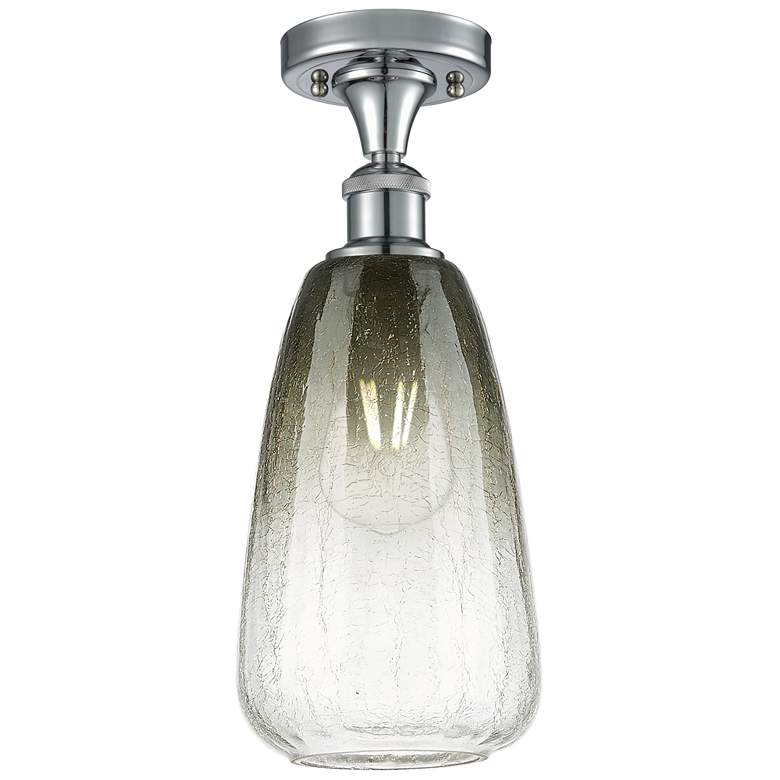 Image 1 Ballston Brookhaven Almond 6"W Chrome Semi.Flush Mount w/ Slate Shade