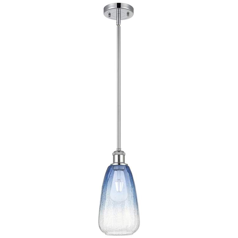 Image 1 Ballston Brookhaven Almond 6"W Chrome Stem Pendant w/ Sapphire Shade