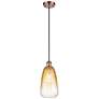 1_Ballston Brookhaven Almond 6"W Copper Cord Mini Pendant w/ Amber Shade
