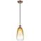 Ballston Brookhaven Almond 6"W Copper Cord Mini Pendant w/ Amber Shade