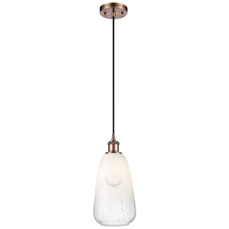 Image 1 Ballston Brookhaven Almond 6"W Copper Cord Mini Pendant w/ Opal Shade