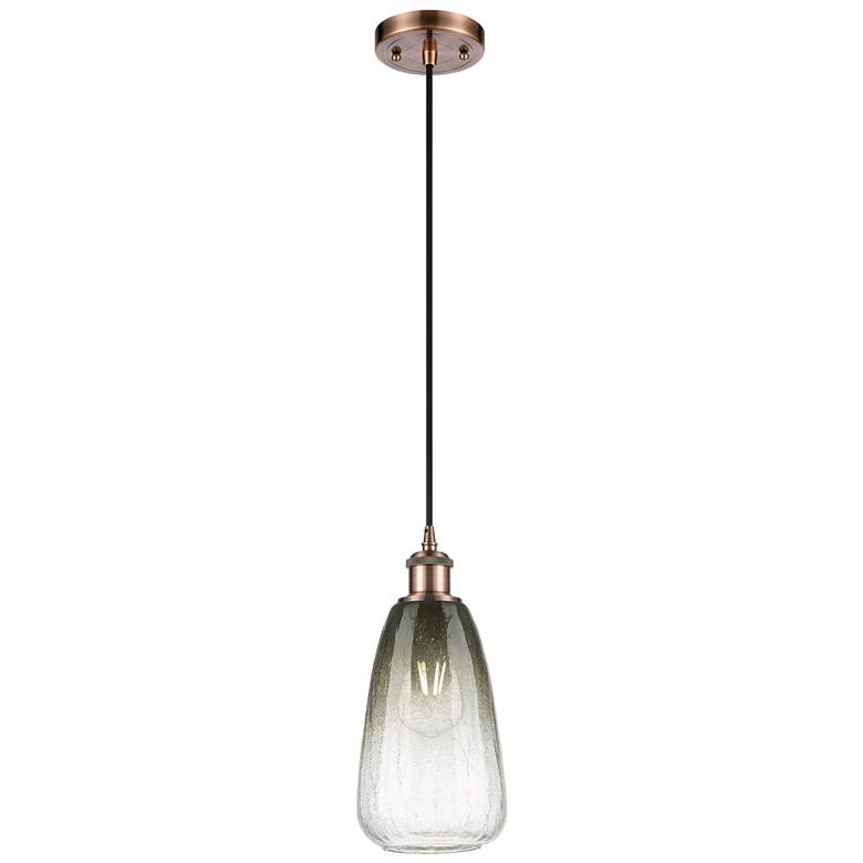 Image 1 Ballston Brookhaven Almond 6"W Copper Cord Mini Pendant w/ Slate Shade