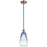 1_Ballston Brookhaven Almond 6"W Copper Cord Pendant w/ Sapphire Shade