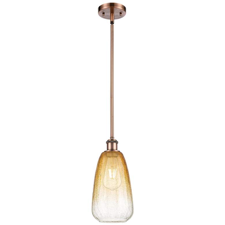 Image 1 Ballston Brookhaven Almond 6"W Copper Stem Mini Pendant w/ Amber Shade