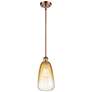 1_Ballston Brookhaven Almond 6"W Copper Stem Mini Pendant w/ Amber Shade
