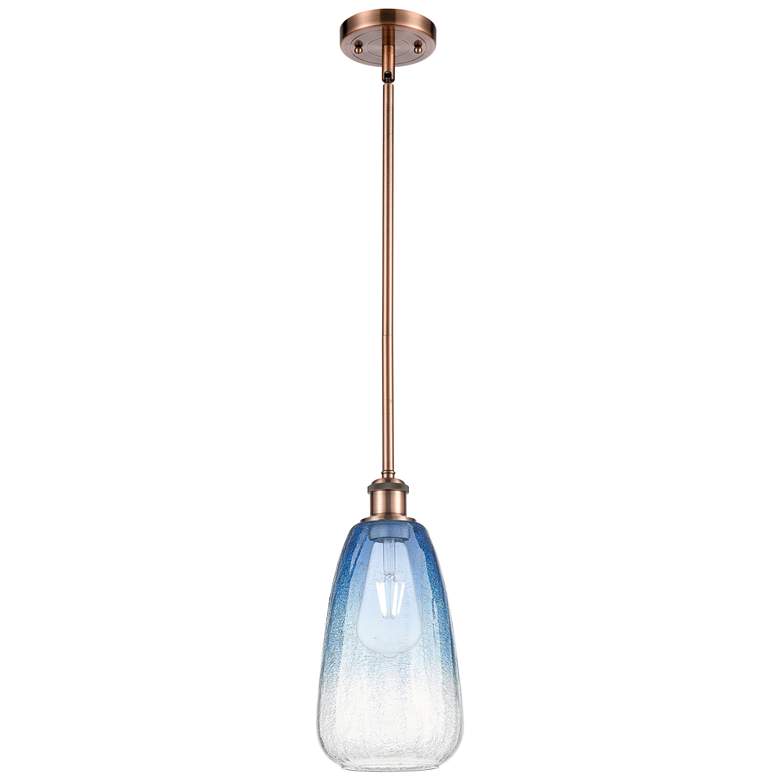 Image 1 Ballston Brookhaven Almond 6"W Copper Stem Pendant w/ Sapphire Shade