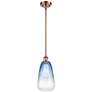 1_Ballston Brookhaven Almond 6"W Copper Stem Pendant w/ Sapphire Shade
