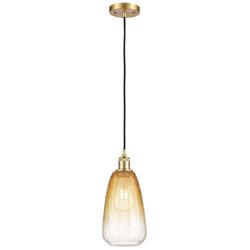 Ballston Brookhaven Almond 6"W Gold Cord Mini Pendant w/ Amber Shade