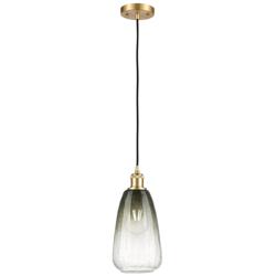 Ballston Brookhaven Almond 6"W Gold Cord Mini Pendant w/ Slate Shade