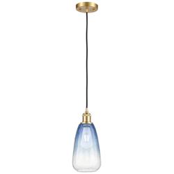 Ballston Brookhaven Almond 6"W Gold Cord Pendant w/ Sapphire Shade