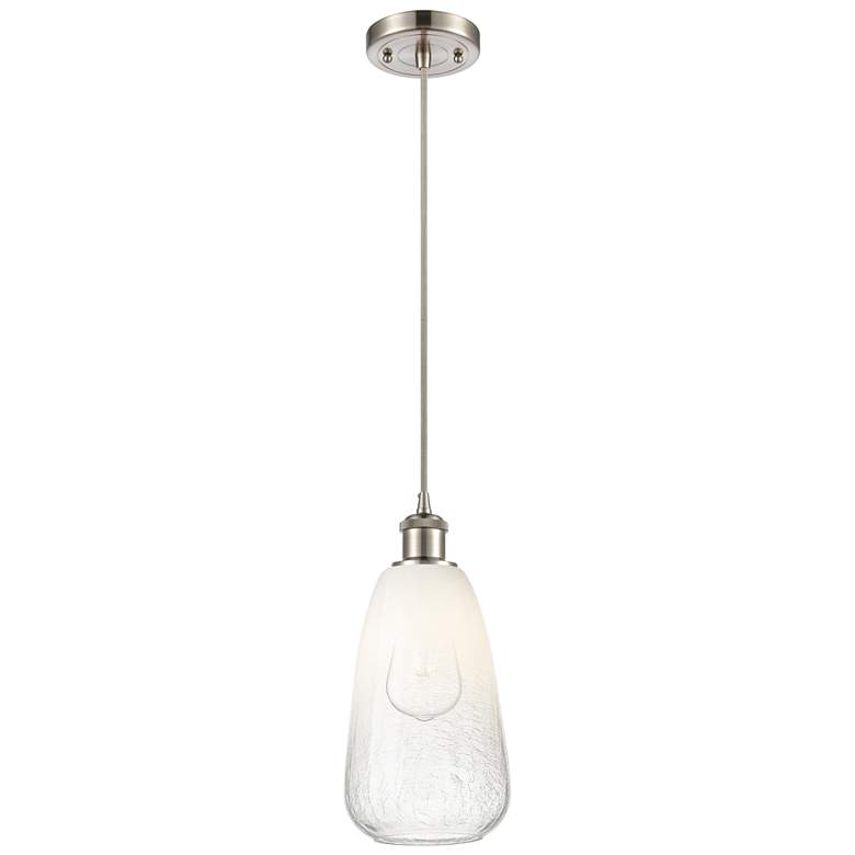 Image 1 Ballston Brookhaven Almond 6"W Nickel Cord Pendant w/ Opal Shade