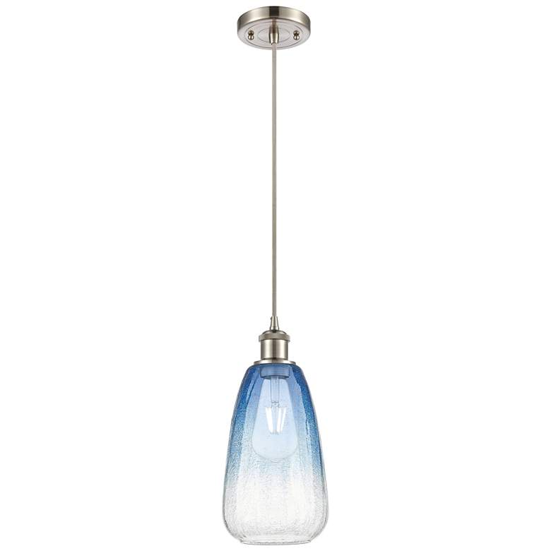 Image 1 Ballston Brookhaven Almond 6"W Nickel Cord Pendant w/ Sapphire Shade