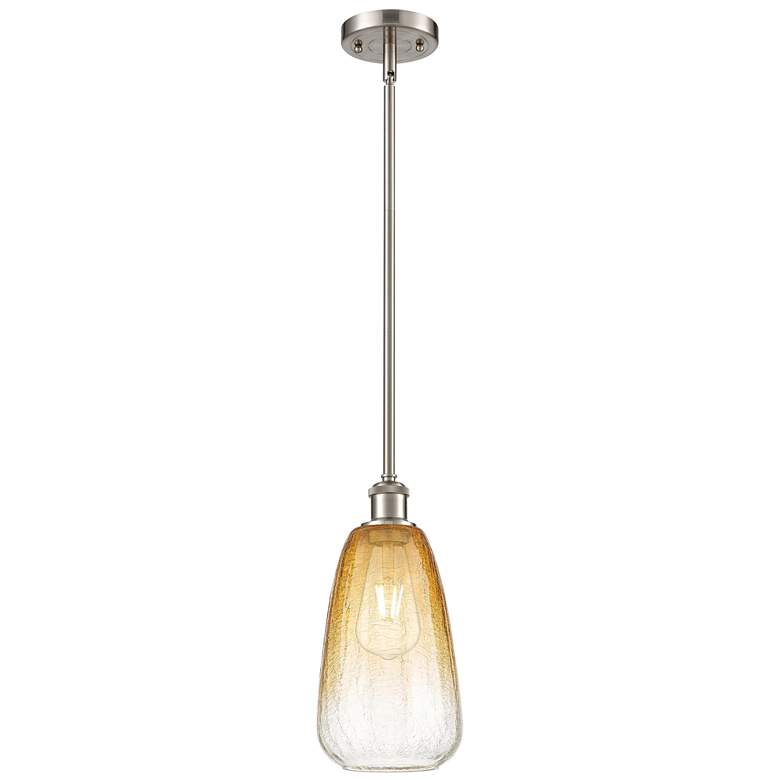 Image 1 Ballston Brookhaven Almond 6"W Nickel Stem Pendant w/ Amber Shade