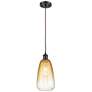 1_Ballston Brookhaven Almond 6"W Oiled Bronze Cord Pendant w/ Amber Shade