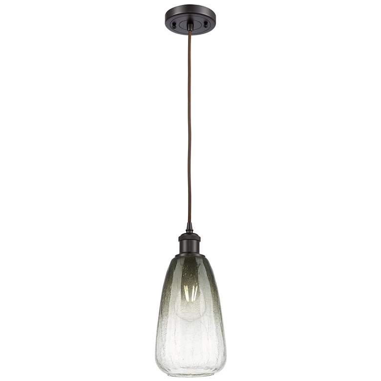 Image 1 Ballston Brookhaven Almond 6"W Oiled Bronze Cord Pendant w/ Slate Shade