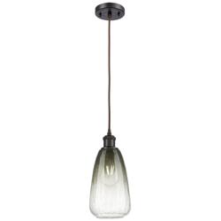 Ballston Brookhaven Almond 6"W Oiled Bronze Cord Pendant w/ Slate Shade