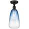 Ballston Brookhaven Almond 6"W Oiled Bronze Semi-Flush w/ Sapphire Shade