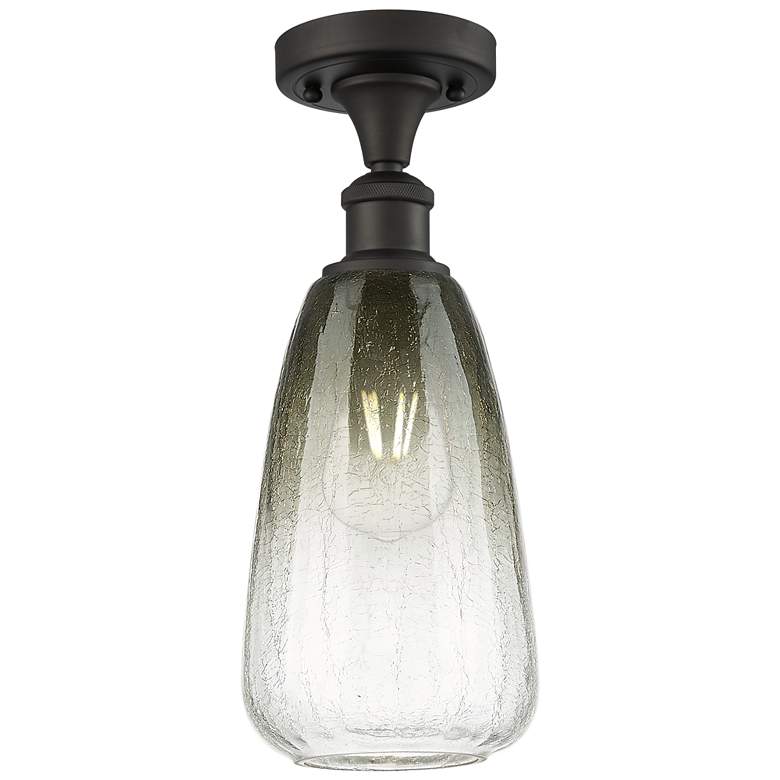 Image 1 Ballston Brookhaven Almond 6"W Oiled Bronze Semi-Flush w/ Slate Shade