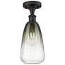 Ballston Brookhaven Almond 6"W Oiled Bronze Semi-Flush w/ Slate Shade