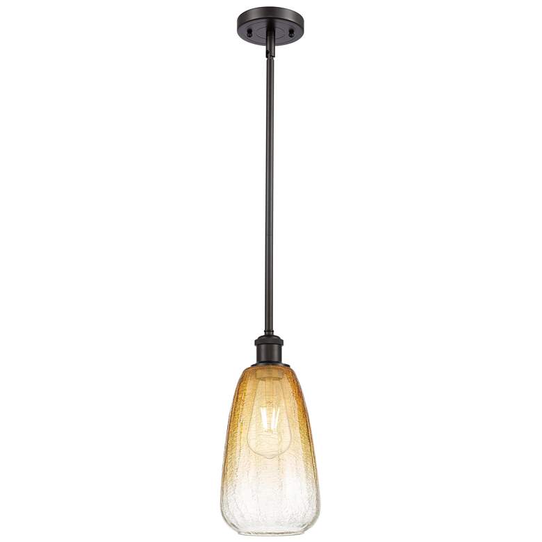 Image 1 Ballston Brookhaven Almond 6"W Oiled Bronze Stem Pendant w/ Amber Shade