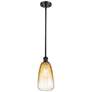 1_Ballston Brookhaven Almond 6"W Oiled Bronze Stem Pendant w/ Amber Shade