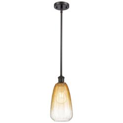 Ballston Brookhaven Almond 6"W Oiled Bronze Stem Pendant w/ Amber Shade
